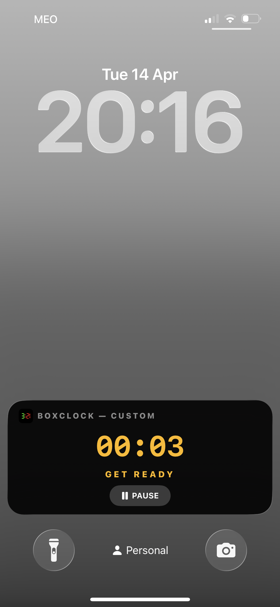 BoxClock Live Activity showing Custom timer in Get Ready state on lock screen