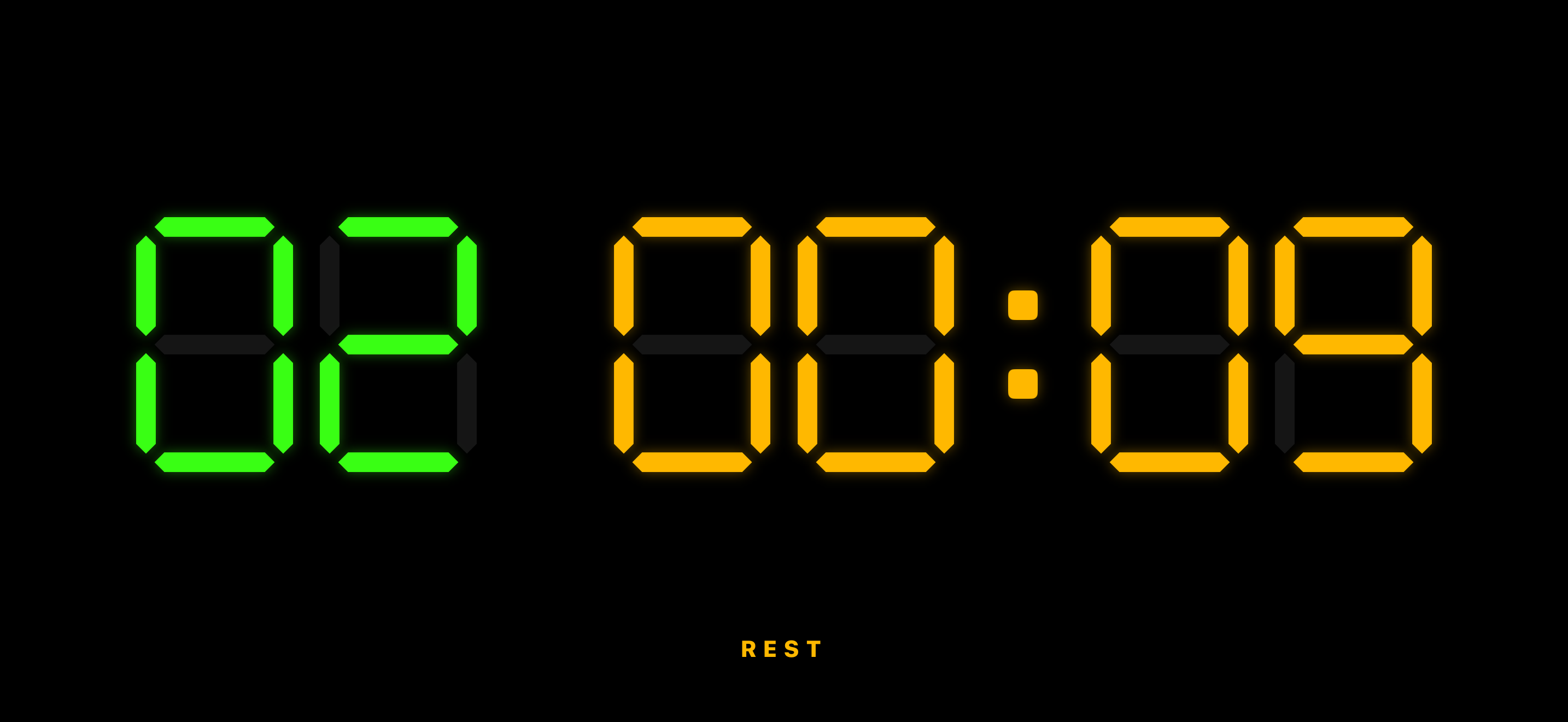 BoxClock Tabata timer in rest phase showing REST indicator
